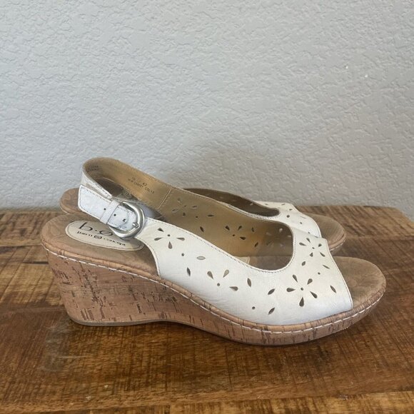 Born B.O.C ANDAYA White Leather Slingback Wedges Sandals C68001 Women 10/42M - Picture 8 of 11